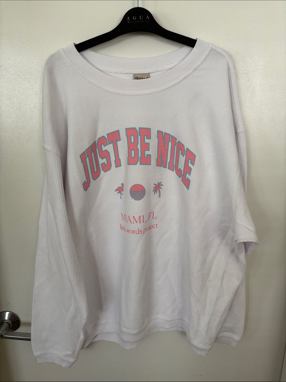LITTLE WORDS PROJECT Lavender “Just Be Nice” Miami Sweatshirt